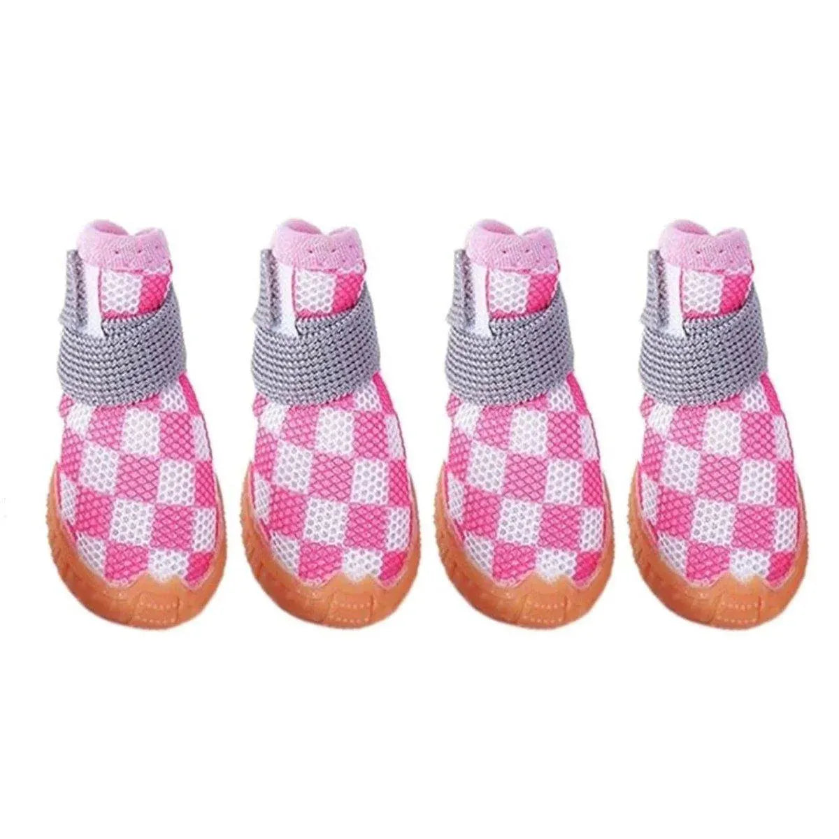 4pcs Breathable Mesh Dog Shoes Small Pets Puppy Paw Protection Summer Boots - Pink-2